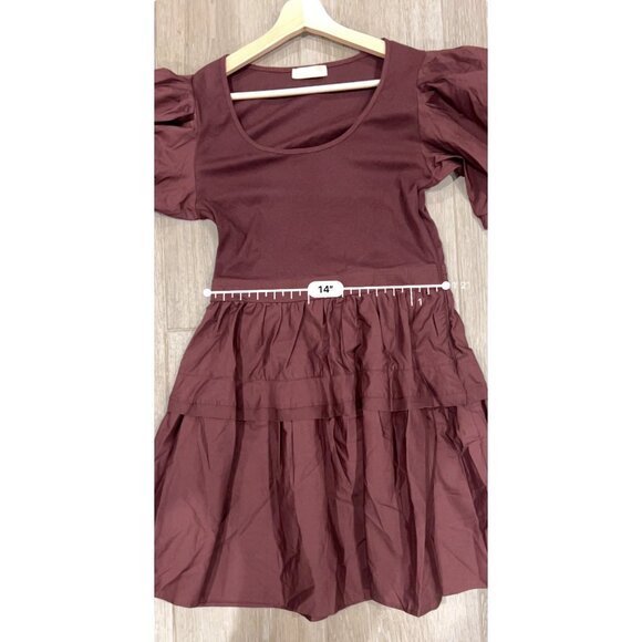 NEW ULLA JOHNSON Tilda Bordeaux Mixed Media Mini dress SIZE S - Picture 9 of 10